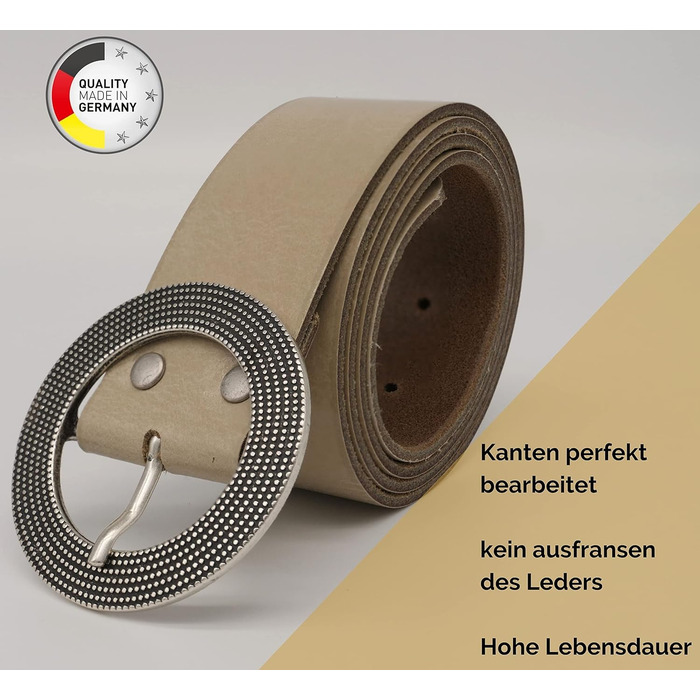 Жіночий шкіряний ремінь Anna Matoni 4 см, Німеччина, бежевий - класичний дизайн, натуральна шкіра, нікелева пряжка, 115 см