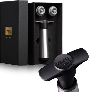 Vacu Vin Wine Pump - Stainless Steel Gift Box - Vacuum Pump with Wine Stopper - Protects the Quality of Your Opened Bottles