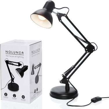 Ретро настільна лампа для робочого столу з гнучким регулюванням, LED, чорна