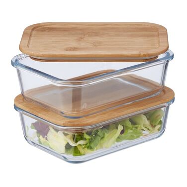 Relaxdays Glass Containers with Lids, 2-Piece Set