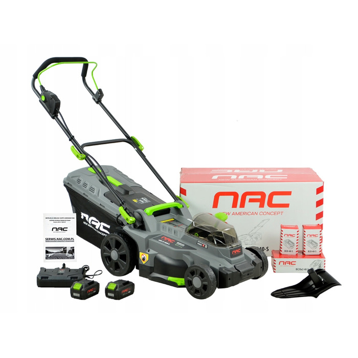 Акумуляторна газонокосарка NAC 40 V (2 акумулятори по 4 Ah, ширина зрізу 37 см, режими Auto/Eco)