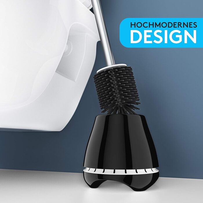 Щітка для унітазу Meister Faktur чорна - з дихаючою підставкою, антибактеріальна, для ефективного прибирання