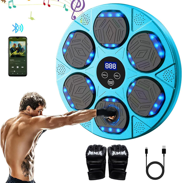 Music Boxing Machine with Bluetooth & LED Lights - Fitness Punching Bag for Adults & Kids