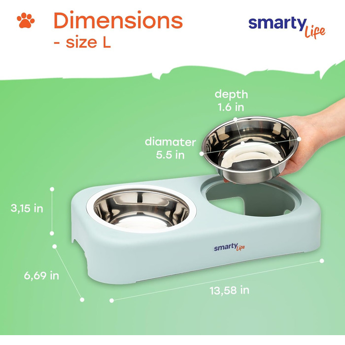 Набір мисок для котів та собак Smarty Life з піднятою платформою - нержавіюча сталь, для корму та води