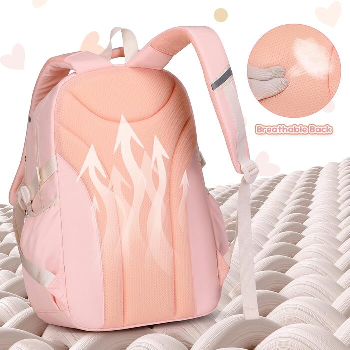 Шкільний рюкзак для дівчаток 1-5 класів з милим гаманцем, стильний рюкзак для школи та подорожей (рожевий)