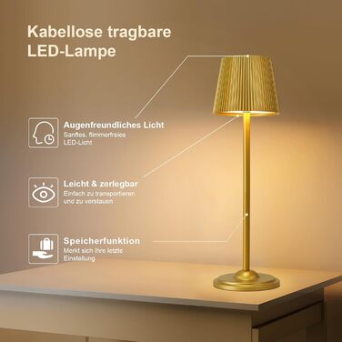 Світлодіодна настільна лампа бездротова з регулюванням висоти, USB-C нічник з 3 режимами освітлення та димером, портативна металева акумуляторна лампа для вітальні, спальні та вулиці (Чорна)