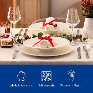 Набір посуду Villeroy & Boch Manufacture Rock Blanc 6 предметів, білий, для посудомийної машини, мікрохвильової печі, сучасний посуд, стартовий набір, тарілки для їжі, тарілки для пасти, миски для каші, преміум фарфор | 6 предметів, білий