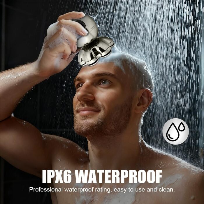 Машинка для гоління голови LOPHE 5-в-1, IPX7 водонепроникна, з 7D магнітною головкою, 6500 об/хв, насадки для носа та волосся