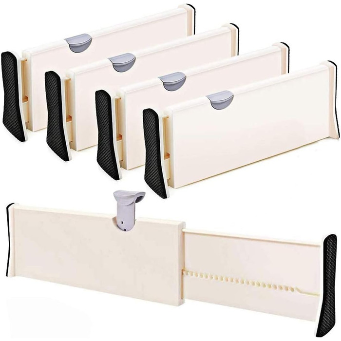 Drawer dividers, 11 inches - 17.1 inches, adjustable dresser, drawer dividers for cutlery and utensils, tray organizer for kitchen, drawer, bathroom, bedroom, office, or dresser, 4 pack