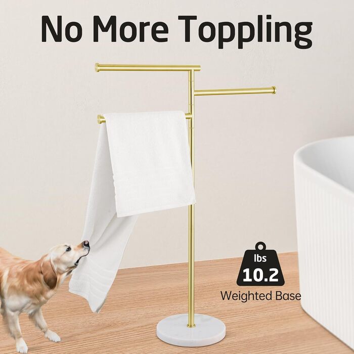 Підставка для рушників KES Gold, настільна, з нержавіючої сталі 18/8, з мамарморовою основою, 3-х ярусна, BTH219-BZ