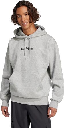 Чоловічий худі adidas Essentials Linear Fleece з капюшоном, сірий меланж/чорний, розмір S