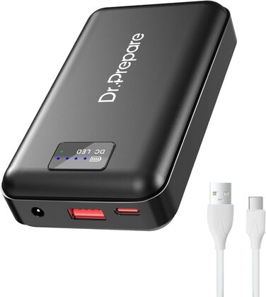Powerbank Dr.Prepare 16000 mAh: заряд для обігрівальної жилетки, телефону, планшета, маски для очей, вентилятора. 3 виходи: USB, Type-C (In/Out), DC 5V/7.4V