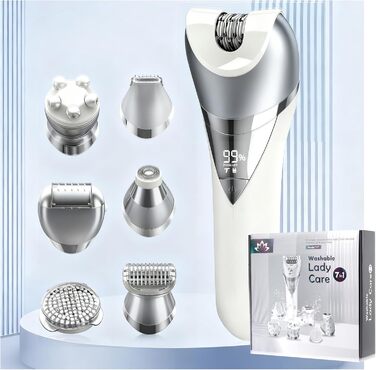 Електричний жіночий тример 7-в-1 | Lady Shaver | Водонепроникний IPX7 | LCD-дисплей | Для тіла та бікіні | USB-зарядка