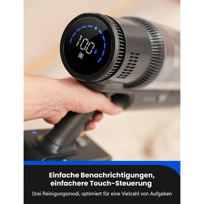 Бездротовий пилосос Proscenic P11 з функцією миття підлоги, 45KPA, 550W, 60хв, сірий