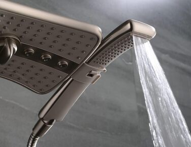 BRIGHT SHOWERS Dual Shower Head Combo Set, Handheld Shower Head, Rainfall Shower Head, Combo with Black Face, 152.4 cm (60 inch) Stainless Steel Shower Hose, (2.5 Gallon Per Minute, Brushed Nickel)