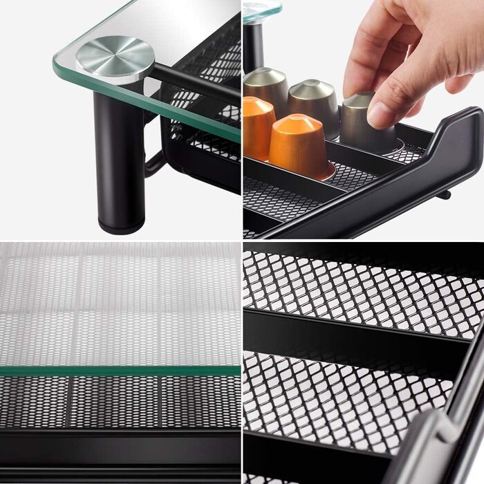 Тримач для капсул Nespresso MASTERTOP - органайзер для 60 капсул, скло, з мікрофіброю