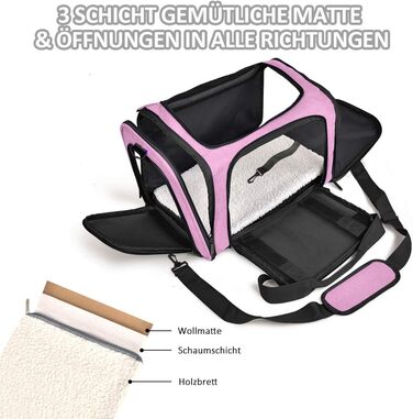 Транспортна сумка для кота/собаки, складана переноска для домашніх тварин середнього розміру (51x33x33 см, рожева)