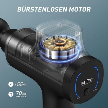 Масажер OPOVE M3 Pro 2 - професійний масажний пістолет з LED-дисплеєм, 2500 обертів/хв, для зняття м'язового болю, колір: чорний