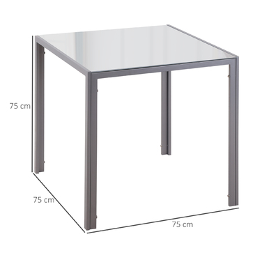 HOMCOM Square Glass Dining Table - Compact Kitchen Table with Glass Top in Grey
