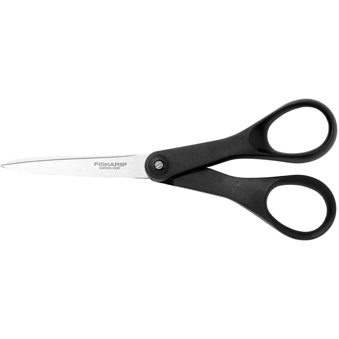 Ножиці Fiskars Essential 18 см, чорні, з якісної сталі та пластику