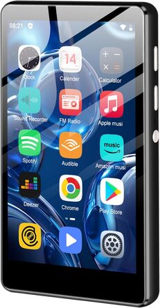 MP3 плеєр SWOFY 80GB з Bluetooth та Wi-Fi, 4.0-дюймовий сенсорний екран, Android MP4 плеєр з підтримкою Spotify, Amazon Music, FM-радіо та браузером (Чорний)