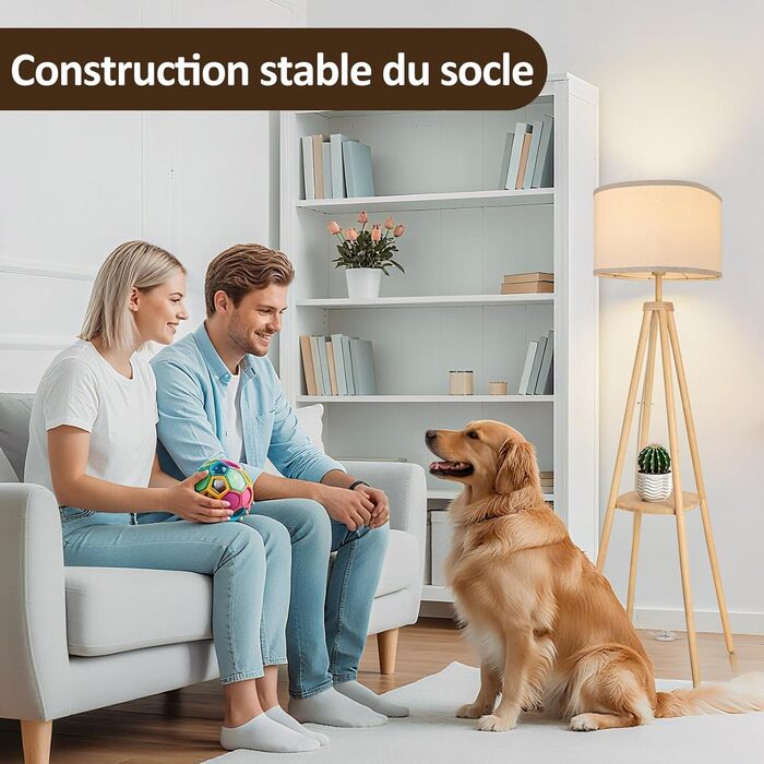 Стійка лампа для вітальні з полицею, диммування 2700K-6500K, дерев'яний каркас, з полицею та пультом дистанційного керування. Стійка світло для вітальні, спальні, офісу, дерево