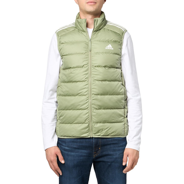 Жилет Adidas Essentias 3-Stripes Down Vest для чоловіків, колір: темно-зелений (S)