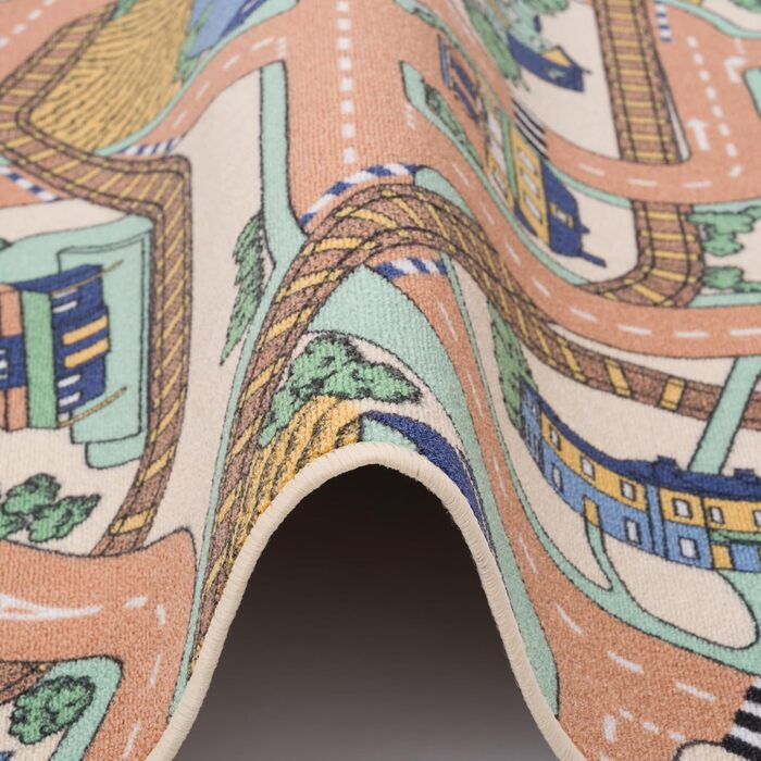 Дитячий килим Snapstyle для ігор, 200x200 см, прямокутний, бежевий, міцний та простий у догляді, килим-місто