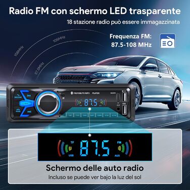 Автомагнітола Bluetooth 1 DIN MP3-плеєр для авто