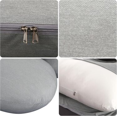 М'який вагітний подушка GKXLH – подушка для вагітних для підтримки спини, живота, стегон, ніг, J-подібна подушка для вагітних, повного тіла, знімний чохол (Кooling Grey)