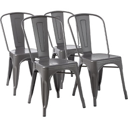 Amazon Basics Stackable Metal Dining Chairs (Set of 4)