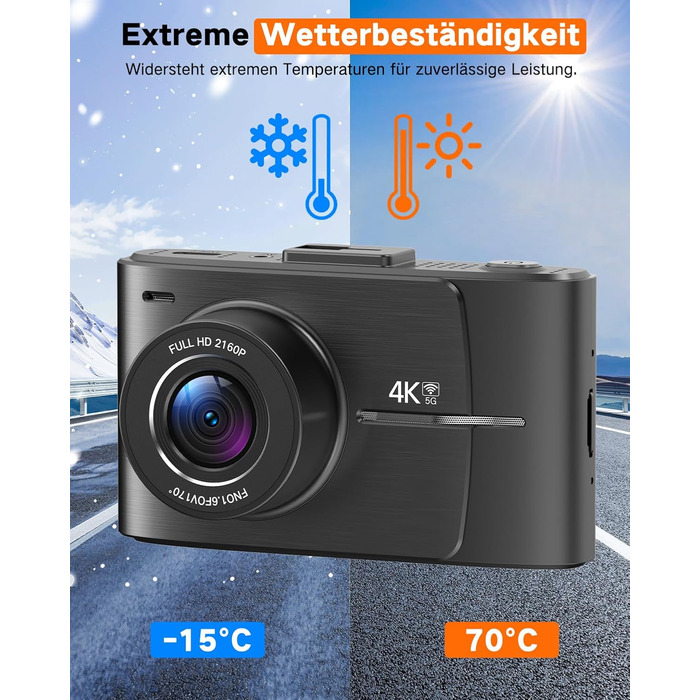 Автомобільний відеореєстратор Wecool 4K+2.5K (передній та задній), 2 канали, кут 170°+150°, 64GB SD-карта, 5GHz WiFi, нічна зйомка, G-сенсор, циклічний запис, цілодобовий моніторинг паркування
