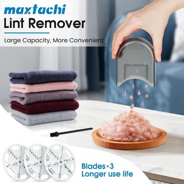 Електричний видалення ворсу Maxtachi - бездротовий зніматич ворсу для одягу з LED-дисплеєм, 6-клинковий ніж, для всіх тканин, чорний