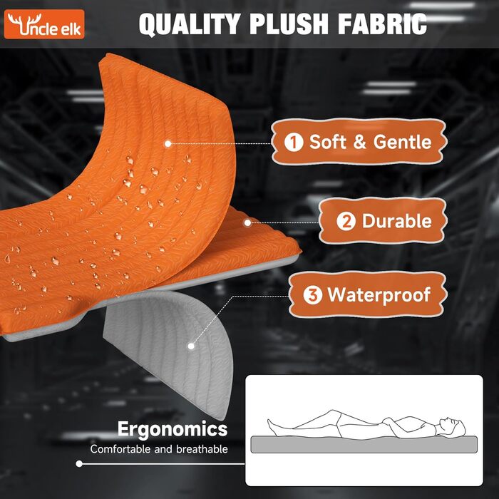 Automatic Inflatable Air Mattress for SUV - Flocked Surface, 2-Pillow Air Bed for Car Trunk, Travel, Camping & Home Use (Orange, 183x124x10 cm)