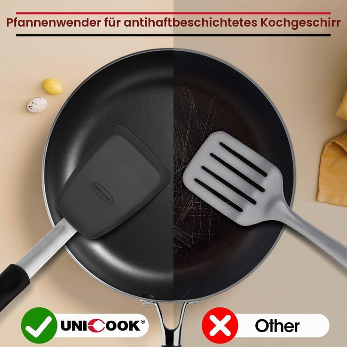 Набір лопаток кухонних силіконових Unicook (2 шт) для смаження яєць, млинців, омлетів та бургерів