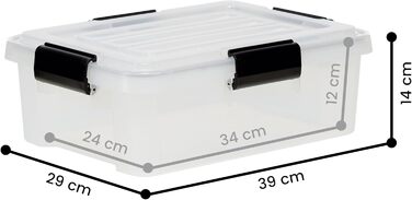 Iris Ohyama Airtight Plastic Storage Boxes with Lids, 50L, 4-Piece Set, Airtight Waterproof Seal, Robust Snap Closures, Stackable, Dustproof, BPA-Free, DDAT-L (Transparent, 10L x4)