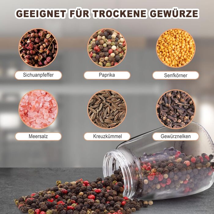 Набір меланець для солі та перцю KitchenBoss з керамічним жорном, з нержавіючої сталі, для солі, перцю, чилі (без наповнювача)