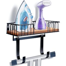 Настінна вішалка для праски та гладильної дошки MOREE, металева, чорна, для зберігання та декорування пральні