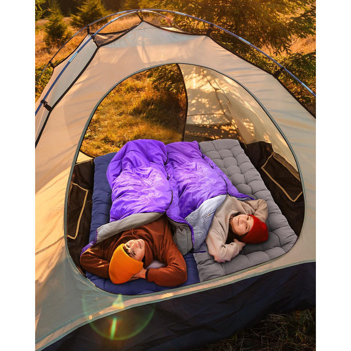 3-4 Season Sleeping Bag - Waterproof, Lightweight Sleeping Bag for Camping, Travel & Outdoor Activities - 220x84cm, 1.9KG (Violet)