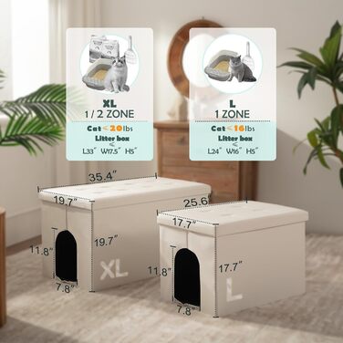 MEEXPAWS шафа для котячого туалету, біла комод-сидіння для прихованого туалету кота, меблі для лотка, 65×45×45 см