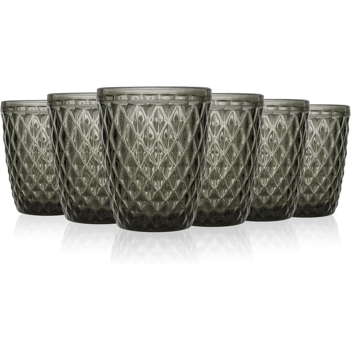 Colorful Drinking Glasses Set - Glass Set - Colored Water Glasses, Juice Glasses - Set of 6, 250 ml - Dishwasher Safe - Modern Design with Patterns