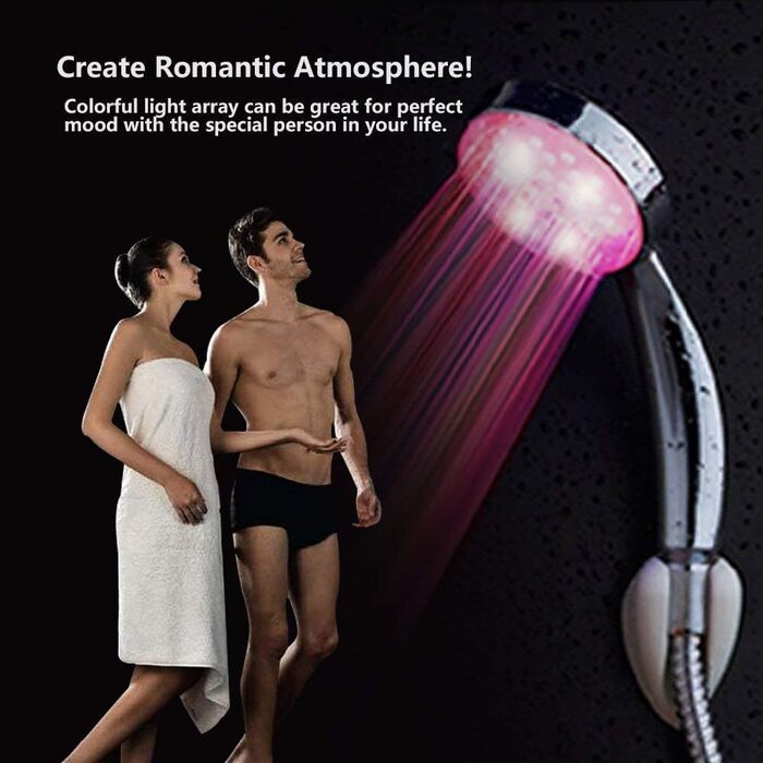 LED Shower Head with Color Changing, High-Pressure Shower Head with Automatically Changing 7 Colors, No Battery Required, Handheld Showerheads for Bathroom, Chrome