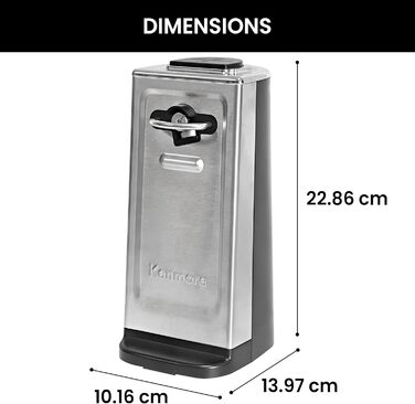 Електрична відкривачка для банок Kenmore 3-в-1 з вбудованим ножеточилом і відкривачкою для пляшок, автоматична, з нержавіючої сталі, сенсорне керування
