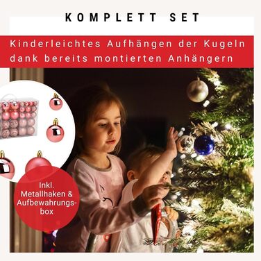 Набір прикрас для ялинки WOMA: 100 кульок різних кольорів (рожевий-рожевий) - пластикові, для ялинки