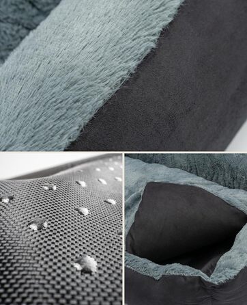 Килимок для собак Lionto з двостороннім подушкою та неслизьким дном, міцний лежак для домашніх тварин з глибоким входом для собак та котів будь-якого віку, 60x48 см, м'який лежак для собак, чорний/сірий, розмір 60 x 48 x 18 см