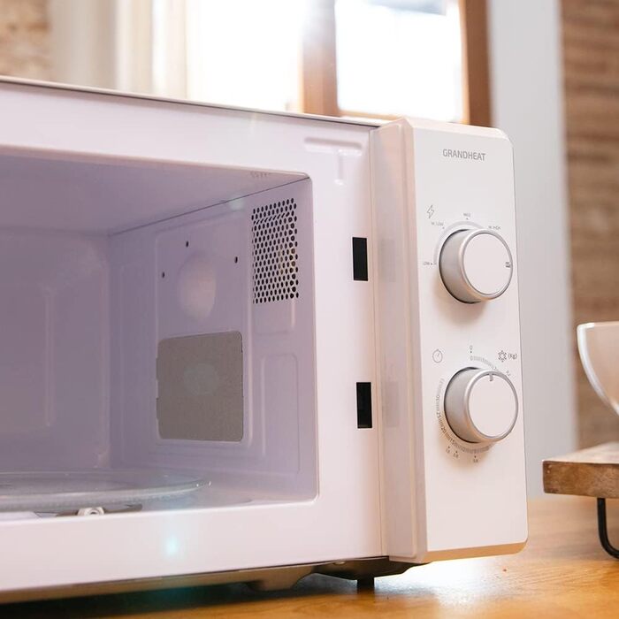 Мікрохвильова піч Cecotec Pro Clean 3120 з кварцовим грилем 800 Вт, антибактеріальним покриттям Ready 2 Clean, технологією 3D Wave, 20 л, 6 режимів, біла дверцята