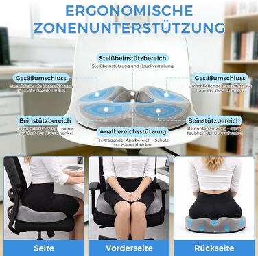 Подушка ортопедична для сидіння Donut з Memory Foam: підтримка куприка, геморою, для офісу, авто, дивана, інвалідного візка