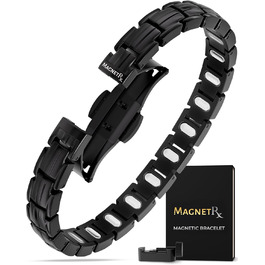Браслет на магнітах MagnetRX® Ultrastarkes Titan для жінок – титановий браслет з регулюванням розміру, чорний (5x Strength)