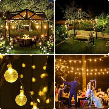 Сонячна гірлянда для вулиці, 60 LED, 13.2м, 8 режимів, IP65, тепле світло. Декорація для балкона, тераси, саду, ялинки.