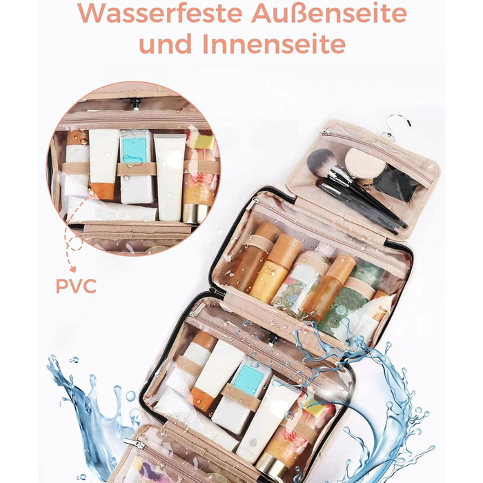 Косметичка для подорожей для жінок, прозора, з можливістю підвішування, для макіяжу та туалетних аксесуарів, біла